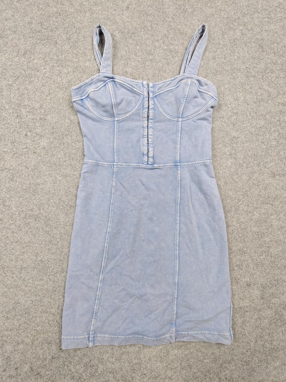 Free People Dress Womens XS Blue Bodycon Tank Sweetheart Strappy Jersey